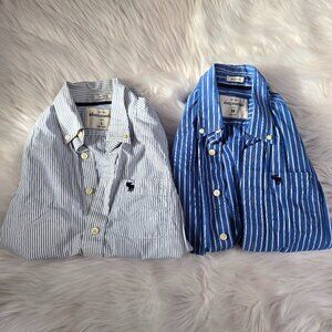 ABERCROMBIE Kids Muscle Bundle of 2 Boy Dress Shirts Size M Size L